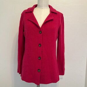 Talbots Petites Hot Pink Cashmere Silk Blend Cardigan Sweater Size PM